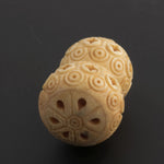 Rare 19th century carved pierced bone double gourd Japan. b4-bo202