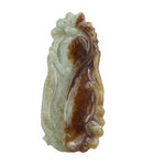 Vintage carved green and rust red jadeite pendant in shape of a gourd