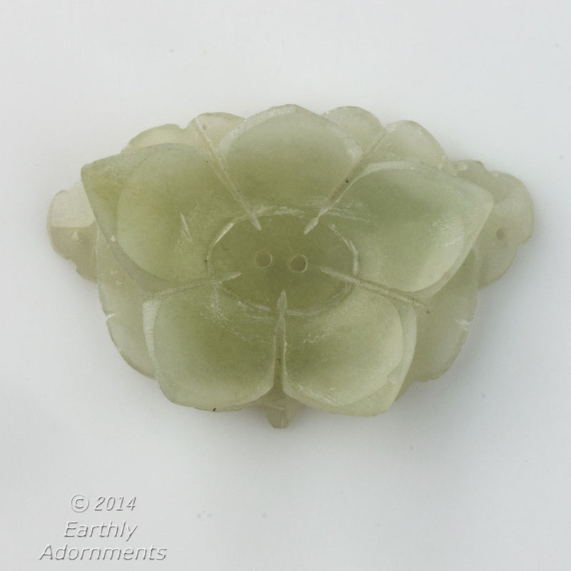 Antique 20th century Chinese carved nephrite jade toggle or button.