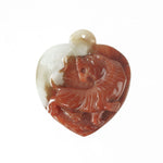 Carved red jadeite tiger heart pendant 