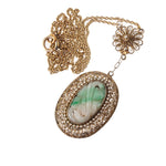 Jadeite and vermeil filigree lavaliere necklace.  c.1920s Chinese export.