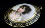 Mid Victorian hand painted porcelain and enamel portrait locket