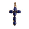 Lapis Lazuli and 14k yellow gold cross pendant. Midcentury.