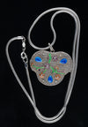 Vintage sterling silver Chinese export filigree and enamel locket and chain