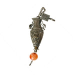 Antique Chinese Qing Dynasty silver repoussé chatelaine figural needle case.