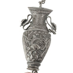 Antique Chinese Qing Dynasty silver repoussé chatelaine figural needle case.