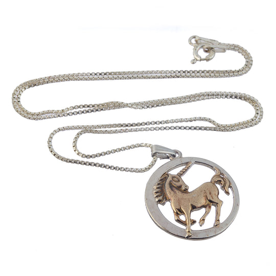 Unicorn Charm Pendant, stering silver and vermeil. j-pdvs994