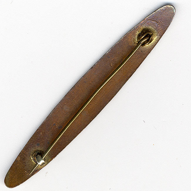 Edwardian guilloche enamel on brass bar pin.