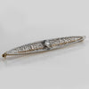 Art Deco 14k white and yellow gold bar pin with diamond.