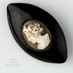 Victorian Whitby jet & shell cameo brooch