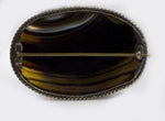 Victorian banded agate and sterling silver brooch