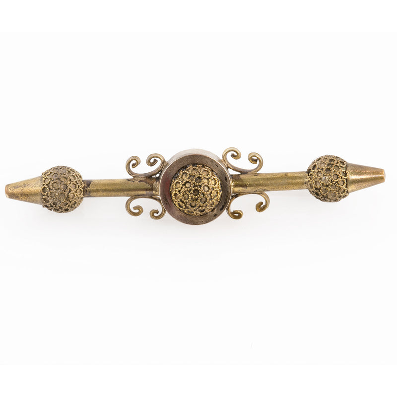 Victorian Aesthetic period gilt brass brooch