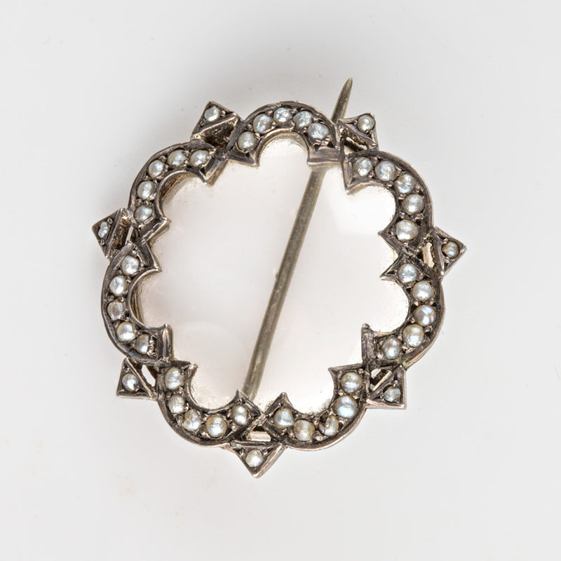 Georgian mourning brooch with seed pearl frame.