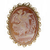 Vintage Leda and the Swan 14k gold shell cameo brooch or pendant