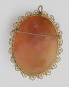 Vintage Leda and the Swan 14k gold shell cameo brooch or pendant