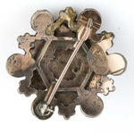 Victorian antique natural Bohemian rose cut garnet cluster gold over silver