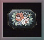 Vintage Edwardian Pietra Dura floral octagonal brooch