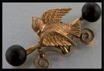 Victorian rolled rose gold overlay mourning pin with vulcanite