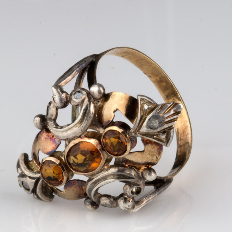 19th century tri color gold and citrine English ladies ring.