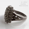 Vintage sterling silver sunburst marcasite studded ring. size 6.75