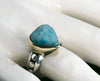 Sterling silver blue agate Druzy ring. Size 6.25. Sun Moon Co