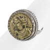 Vintage India sterling and brass coin ring size 7.5