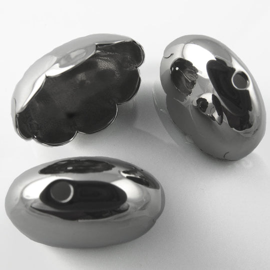 Vintage silver finish steel bead or end cap, 18x10x10mm pkg of 4. b9-1060(e)