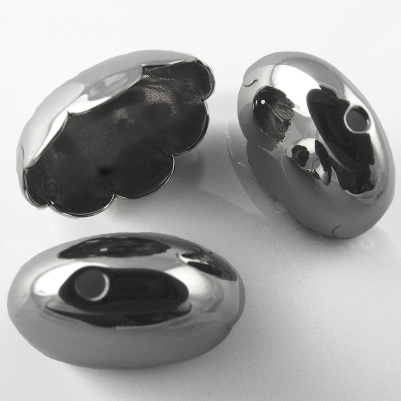 Vintage silver finish steel bead or end cap, 18x10x10mm pkg of 4.