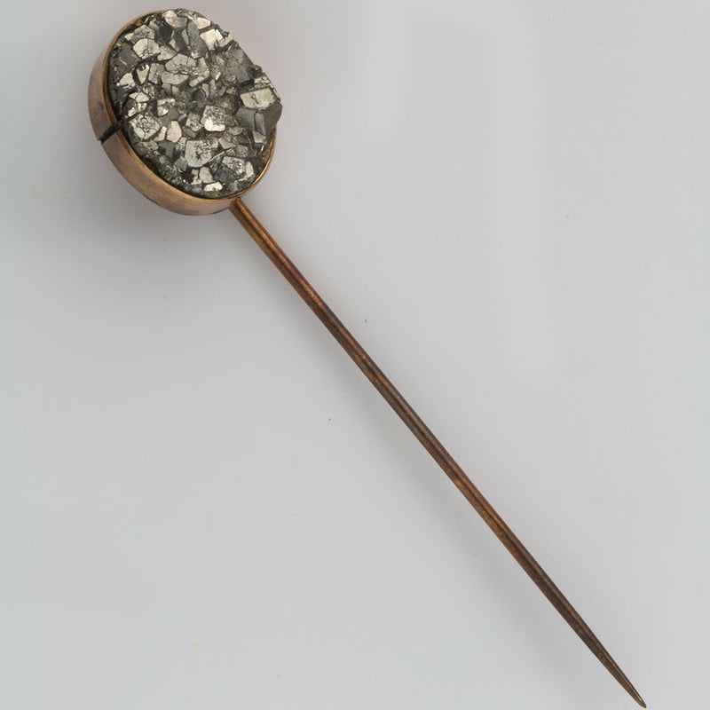 Victorian 14k stick pin with pyrite stone