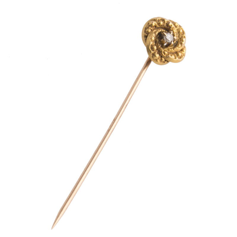 Victorian stick pin 10k yellow gold beaded spiral with center