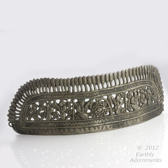 skvs101(e)-Antique Chinese coin silver repoussé wedding crown. skvs101