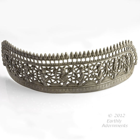 skvs102-Antique Chinese coin silver repoussé wedding crown