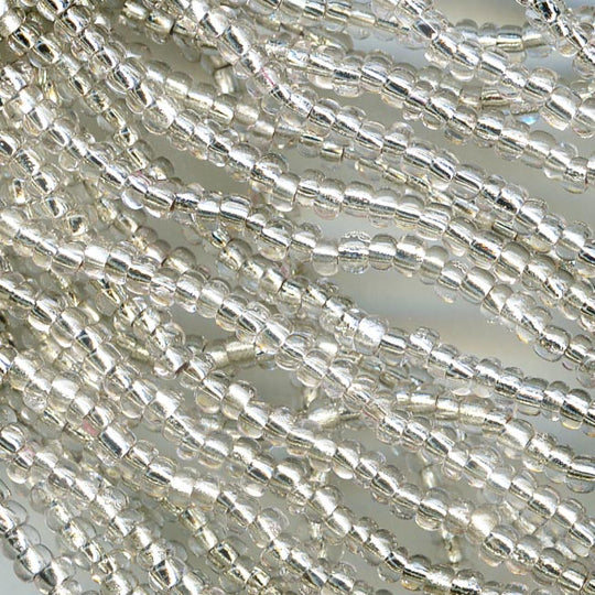 b17-131-Vintage West German crystal silver-lined seed beads size 12° 38 gram hank