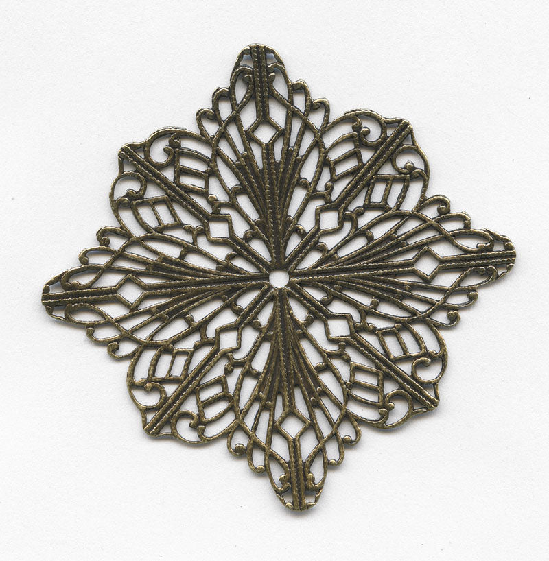 Solid oxidized brass filigree 50mm. Pkg. of 1.