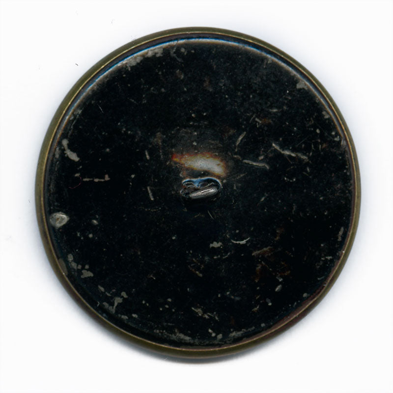 Antique stamped brass large picture button. 1.5 inches. 