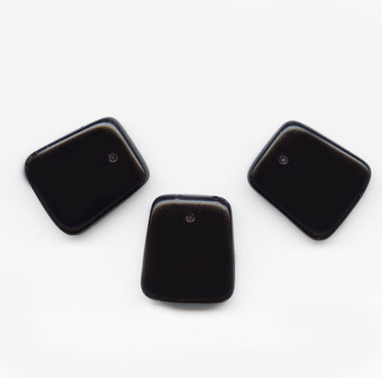 Art Deco Black Glass Plaque Pendant. 18x20 mm. Pkg 7.  b11-bw-0763