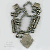 Antique large Islamic Central Asian tribal silver amulet and talisman chain necklace.