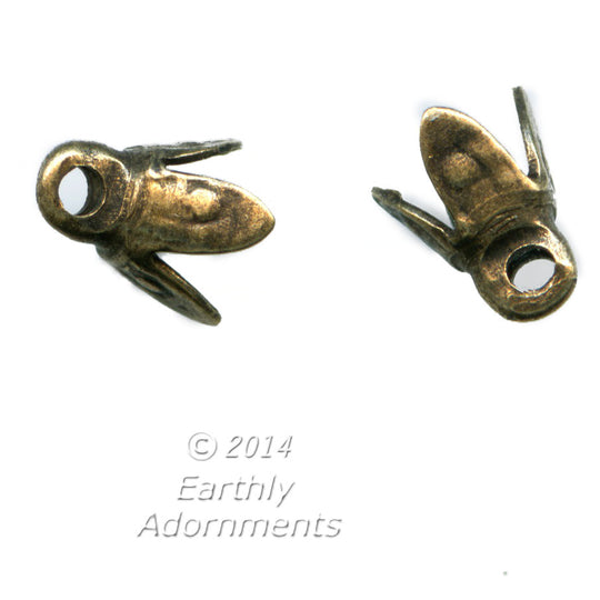 Oxidized brass up-eye bead caps. 5mm. Package of 6. B9-2252