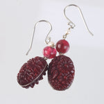 Vintage Bohemian pressed glass flower earrings