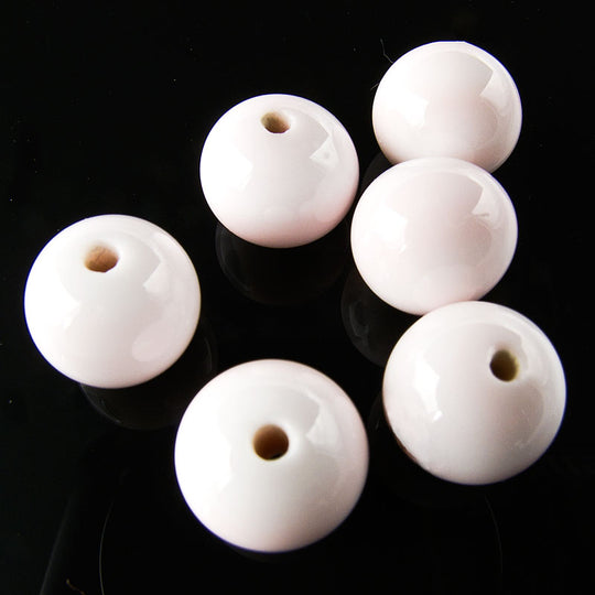 Vintage Japanese smooth glossy angelskin blush glass rounds. 12mm Pkg of 4. b11-pp-1021(e)