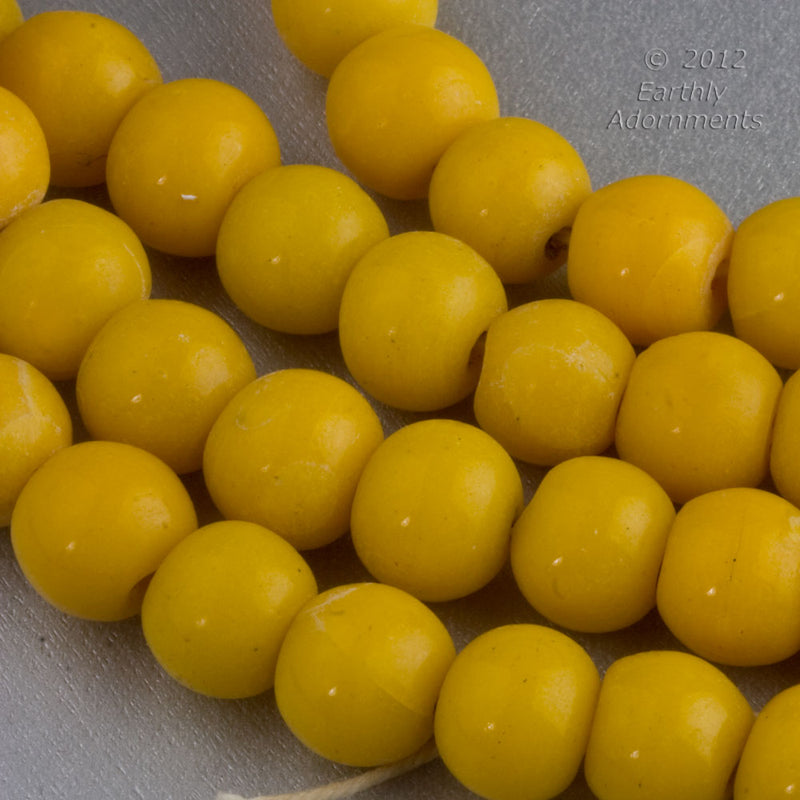 Chinese Peking glass beads in an opaque mustard, 10mm, 6 pcs.